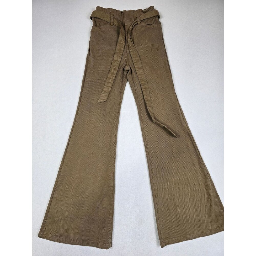 Flying Tomato Belted Flare Leg Pants Brown Denim Size M Boho